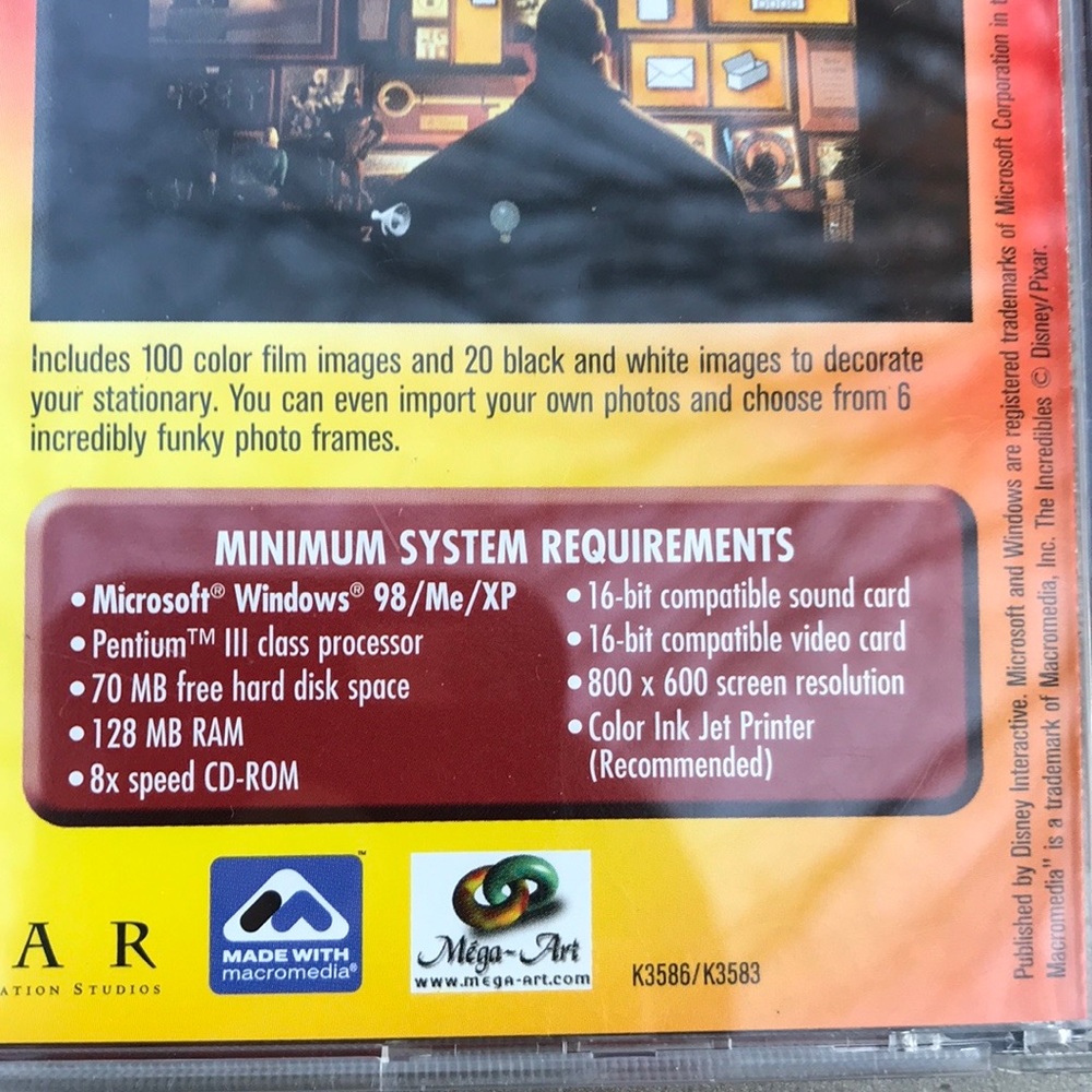 Disney Pixar Incredibles PC-CD ROM Print Studio